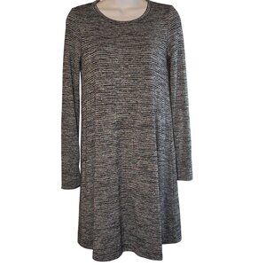 Gap Size XS Women's Shift Dress Striped Black Gray Long Sleeve Stretch Knit